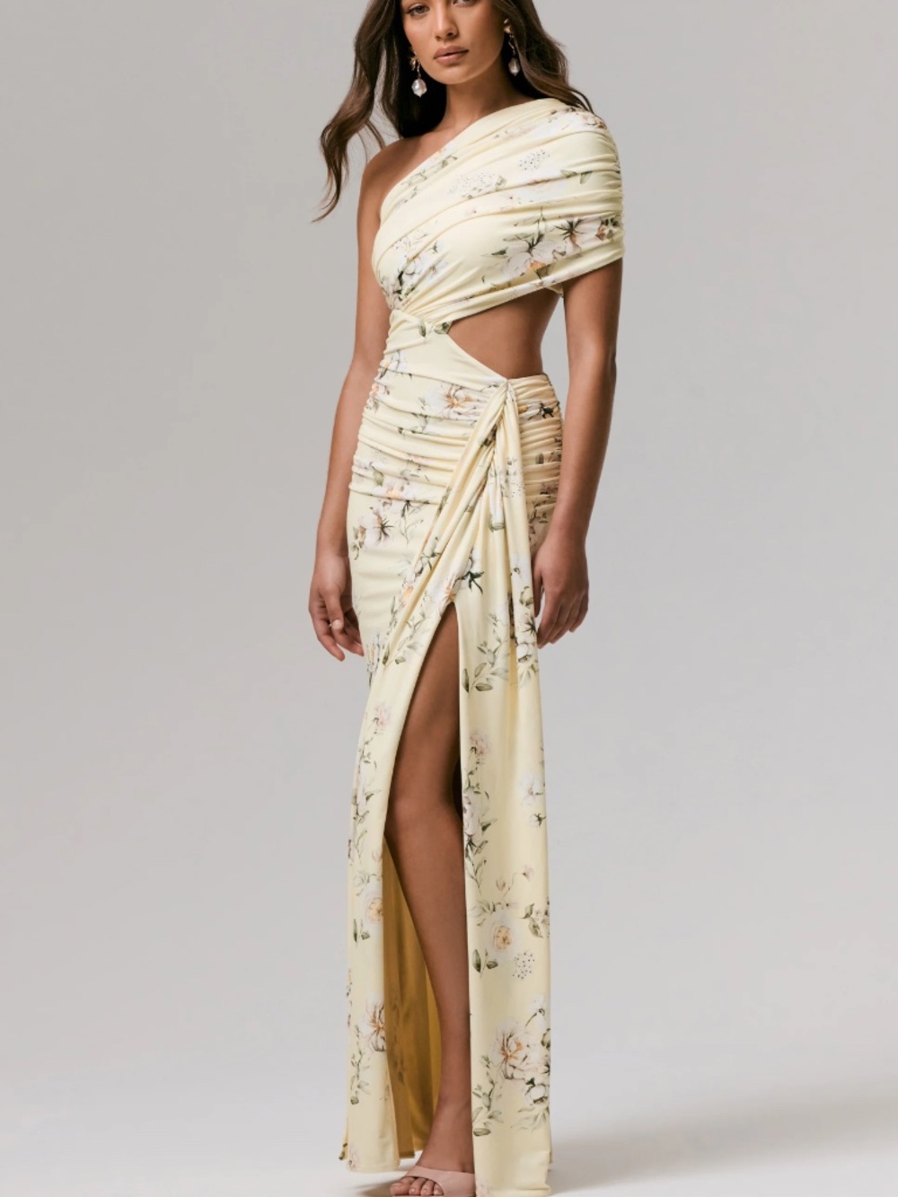 Club L London Lemon print wrap around dress